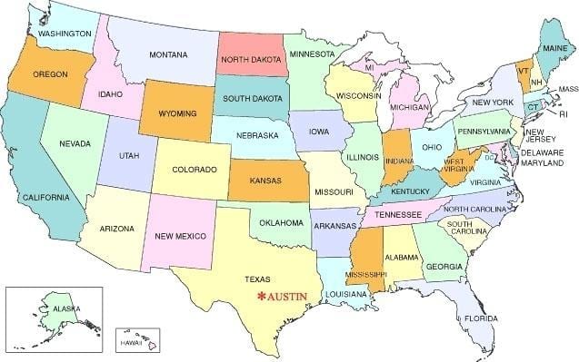 Austin nan usa map