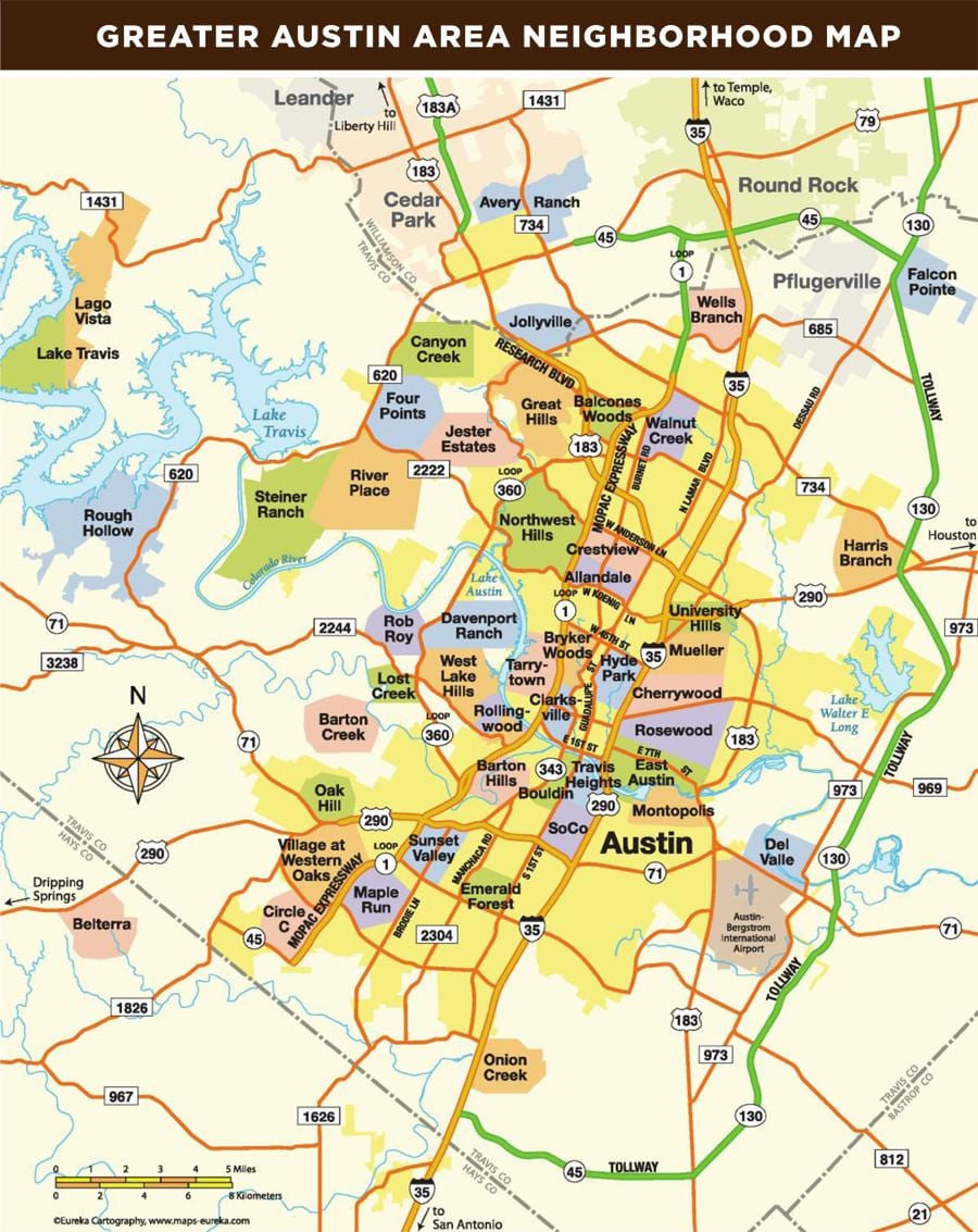 kat jeyografik nan Austin Tx zòn